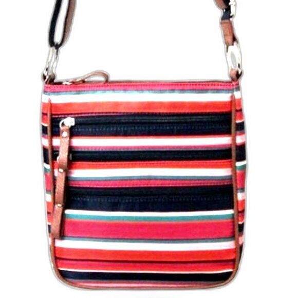 Laura Scott Colorful Striped Crossbody Bag – 3 Zipper Pockets, Adjustable Strap - Picture 8 of 14